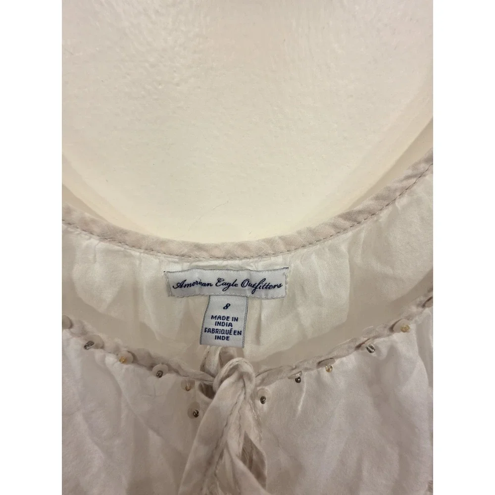 Vintage Y2K American Eagle White Cotton Babydoll Cami Top Size 8 Bella Swan